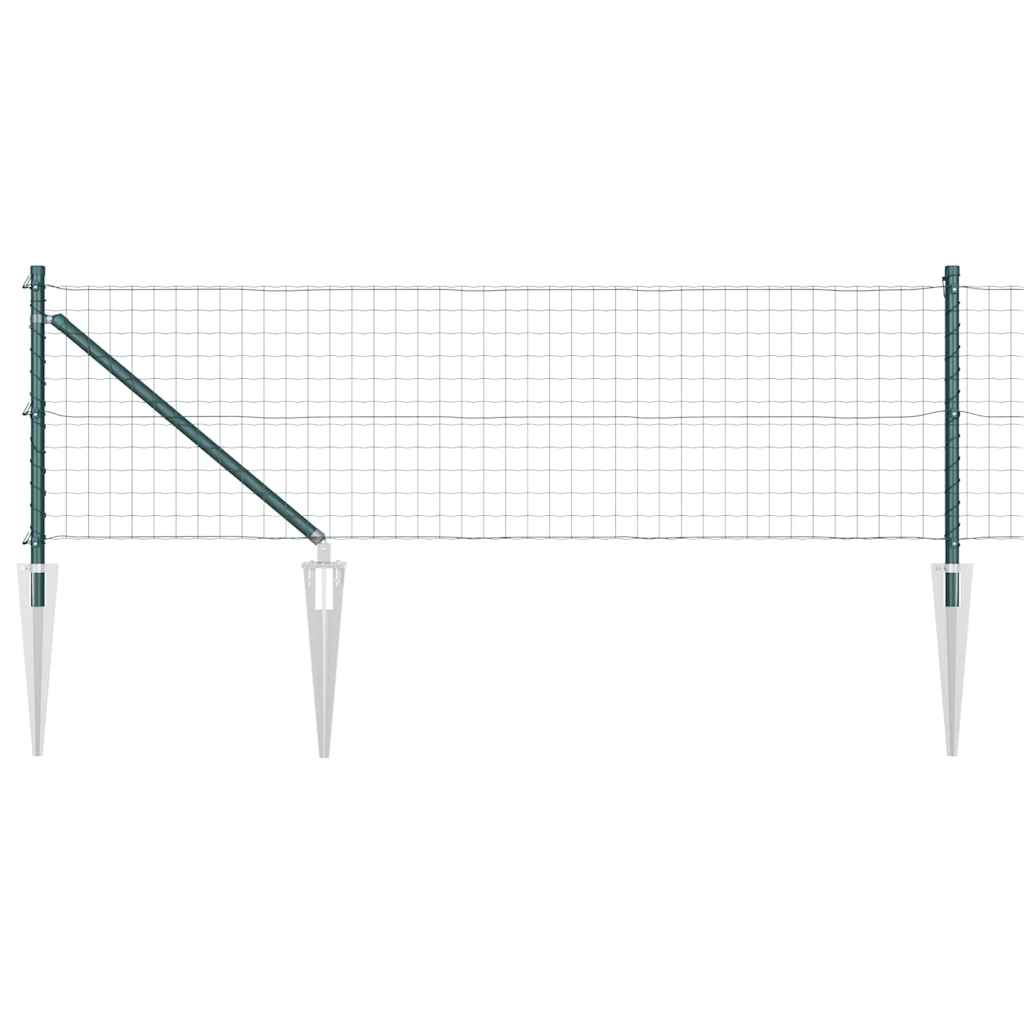 vidaXL Euro Fence with Spikes 50 x 0.6 m PVC-Coated Steel Green Mesh 2