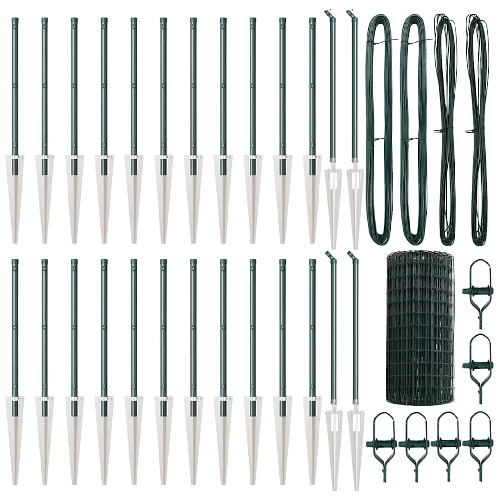vidaXL Euro Fence with Spikes 50 x 0.6 m PVC-Coated Steel Green Mesh 5
