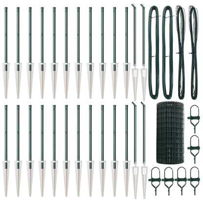 vidaXL Euro Fence with Spikes 50 x 0.6 m PVC-Coated Steel Green Mesh 5