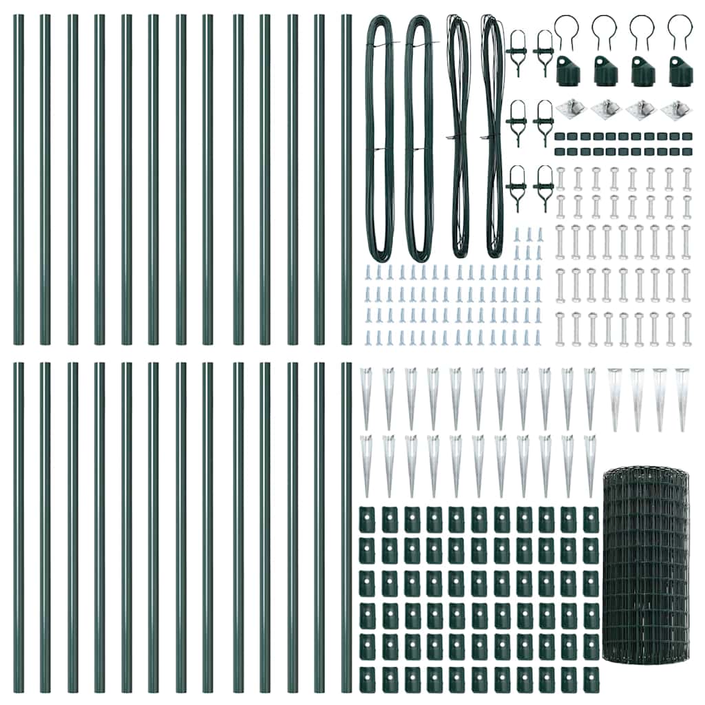vidaXL Euro Fence with Spikes 50 x 0.6 m PVC-Coated Steel Green Mesh 6