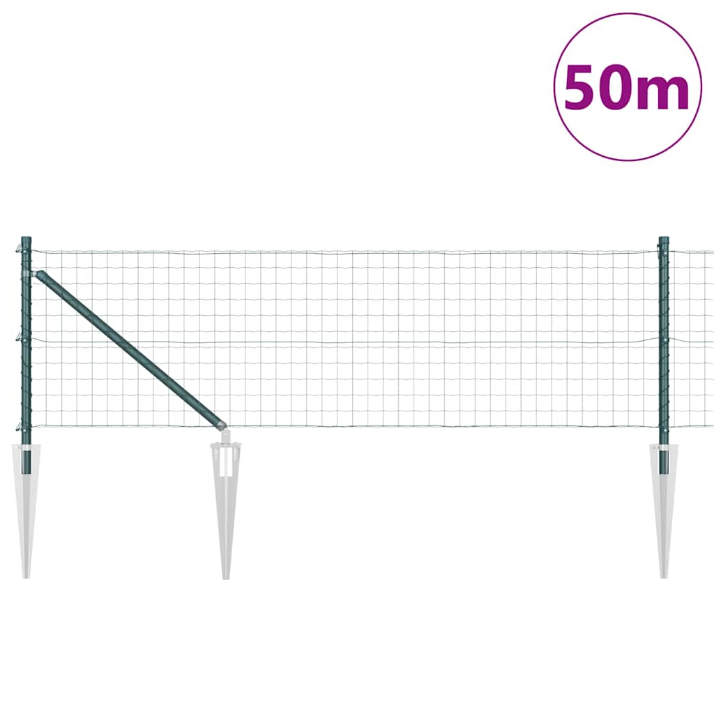 vidaXL Euro Fence with Spikes 50 x 0.6 m PVC-Coated Steel Green Mesh 3