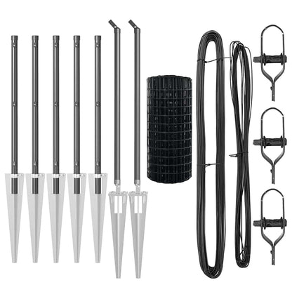 Euro Fence with Spikes 10 x 1 m PVC-Coated Steel Mesh Spike Anchor Fix Grey mesh Size 100 x 100 mm mesh 0.8 m