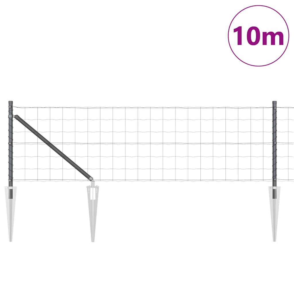 Euro Fence with Spikes 10 x 1 m PVC-Coated Steel Mesh Spike Anchor Fix Grey mesh Size 100 x 100 mm mesh 0.8 m