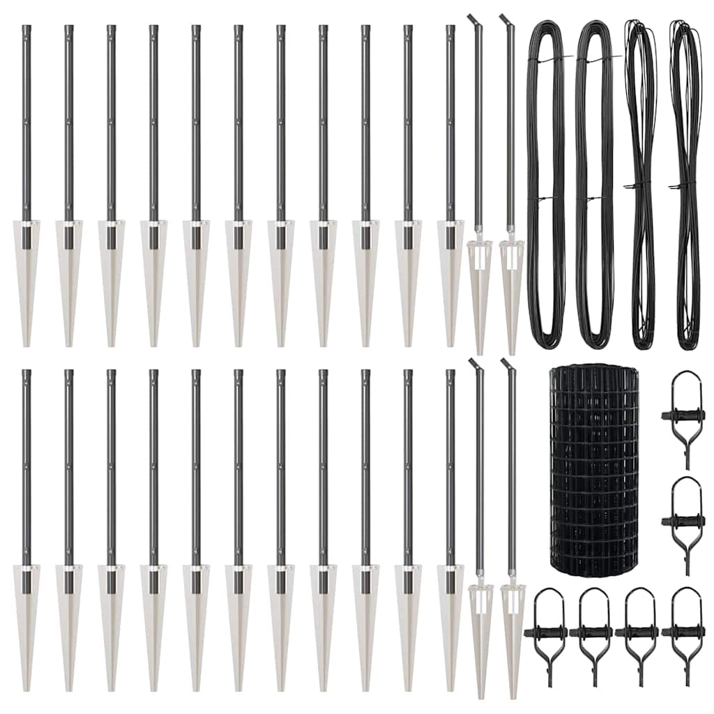vidaXL Euro Fence with Spikes 50 x 0.6 m PVC-Coated Steel Grey Mesh 5