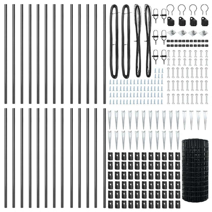vidaXL Euro Fence with Spikes 50 x 0.6 m PVC-Coated Steel Grey Mesh 6