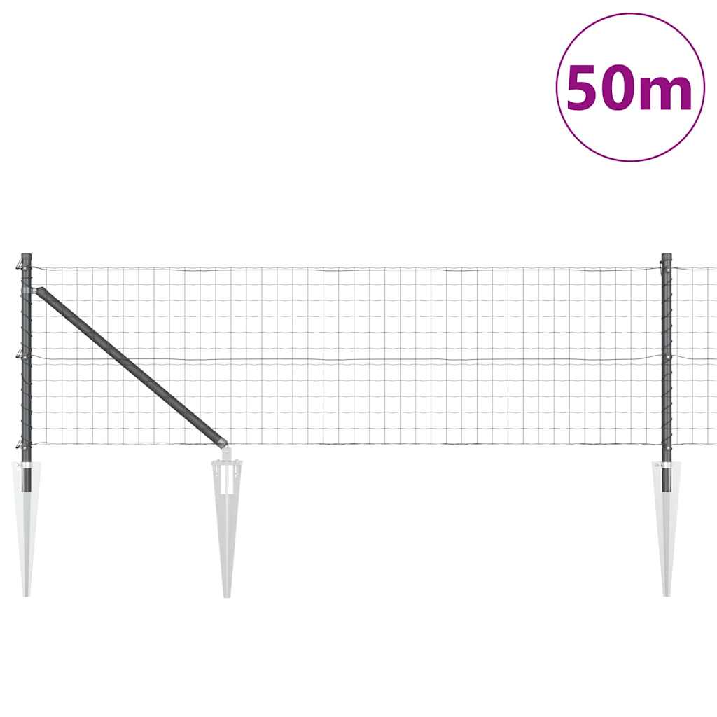 vidaXL Euro Fence with Spikes 50 x 0.6 m PVC-Coated Steel Grey Mesh 3