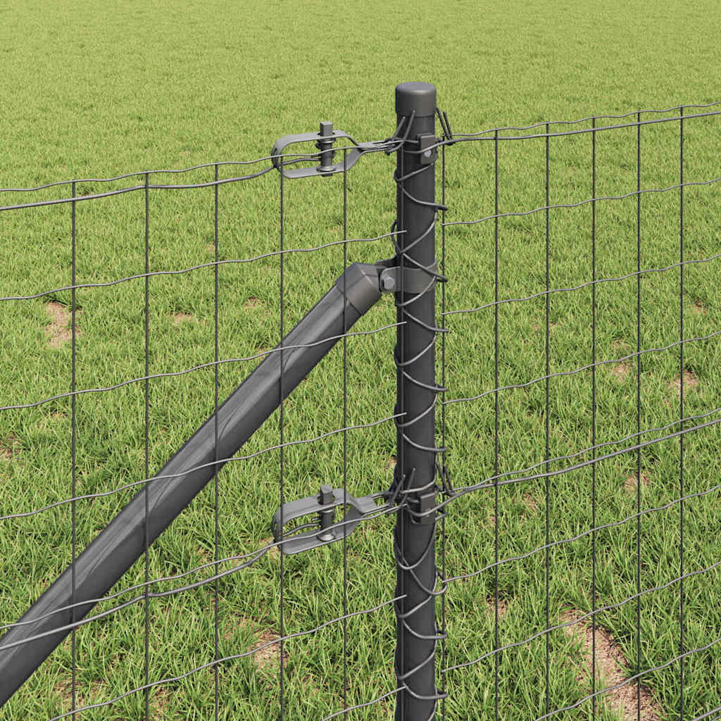 vidaXL Euro Fence with Spikes 50 x 0.6 m PVC-Coated Steel Grey Mesh 4