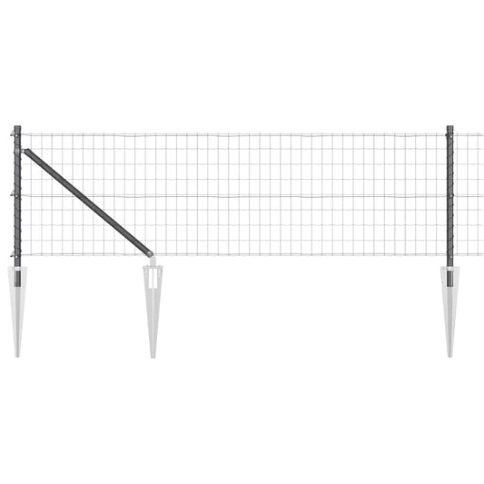 vidaXL Euro Fence with Spikes 50 x 0.6 m PVC-Coated Steel Grey Mesh 2
