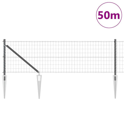 Euro Fence with Spikes 50 x 0.4 m PVC-Coated Steel Mesh Spike anchor fix Grey Length 50 m 50 x 75 mm mesh