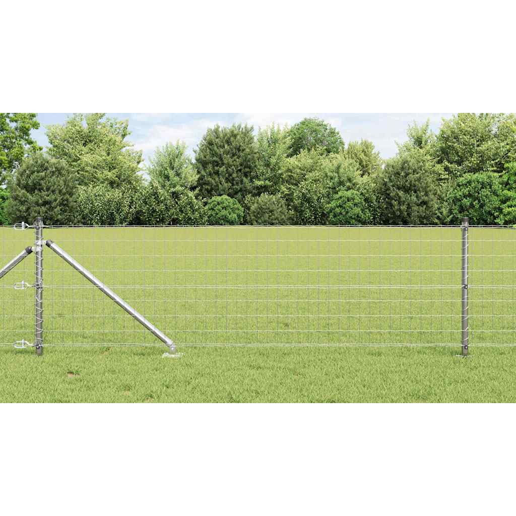 vidaXL Euro Fence with Spikes 50 x 0.6 m Galvanised Steel Silver Mesh 1