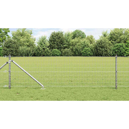 vidaXL Euro Fence with Spikes 50 x 0.6 m Galvanised Steel Silver Mesh 1