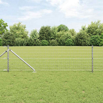 vidaXL Euro Fence with Spikes 50 x 0.6 m Galvanised Steel Silver Mesh 4