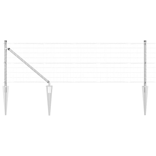 vidaXL Euro Fence with Spikes 50 x 0.6 m Galvanised Steel Silver Mesh 2