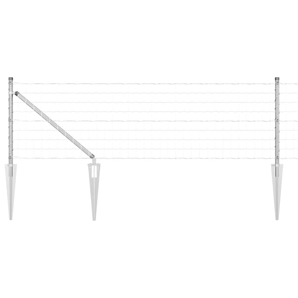vidaXL Euro Fence with Spikes 50 x 0.6 m Galvanised Steel Silver Mesh 2