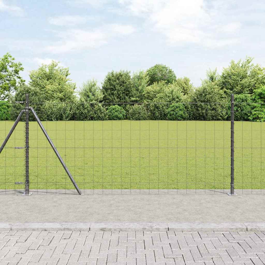 Euro Fence with Concrete Base 10 x 1 m PVC-Coated Steel Concrete Base Fix Grey mesh Size 100 x 100 mm mesh 0.8 m