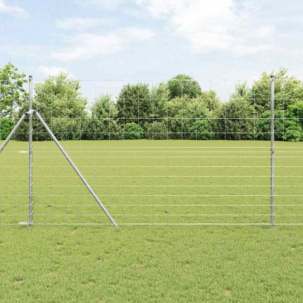 vidaXL Ground Fix Welded Wire Fence 50 x 1.5 m Galvanised Steel Silver 1