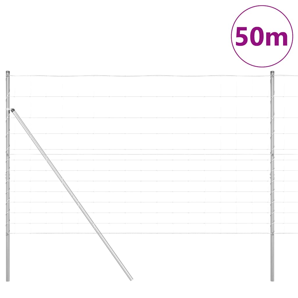 vidaXL Ground Fix Welded Wire Fence 50 x 1.5 m Galvanised Steel Silver 3
