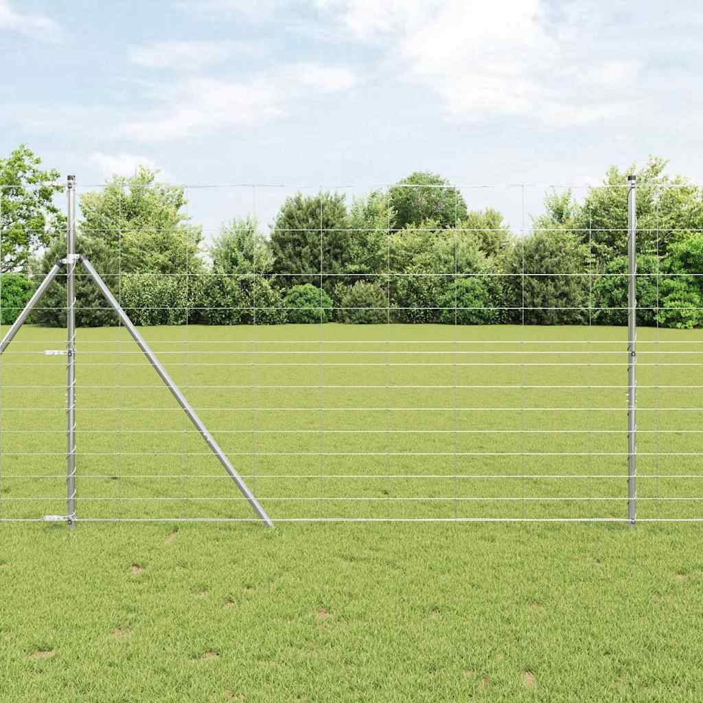 vidaXL Ground Fix Welded Wire Fence 50 x 1.5 m Galvanised Steel Silver 1