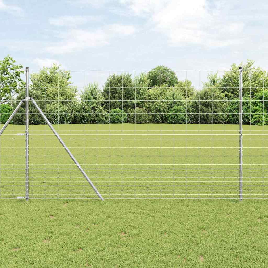 vidaXL Ground Fix Welded Wire Fence 50 x 1.5 m Galvanised Steel Silver 1