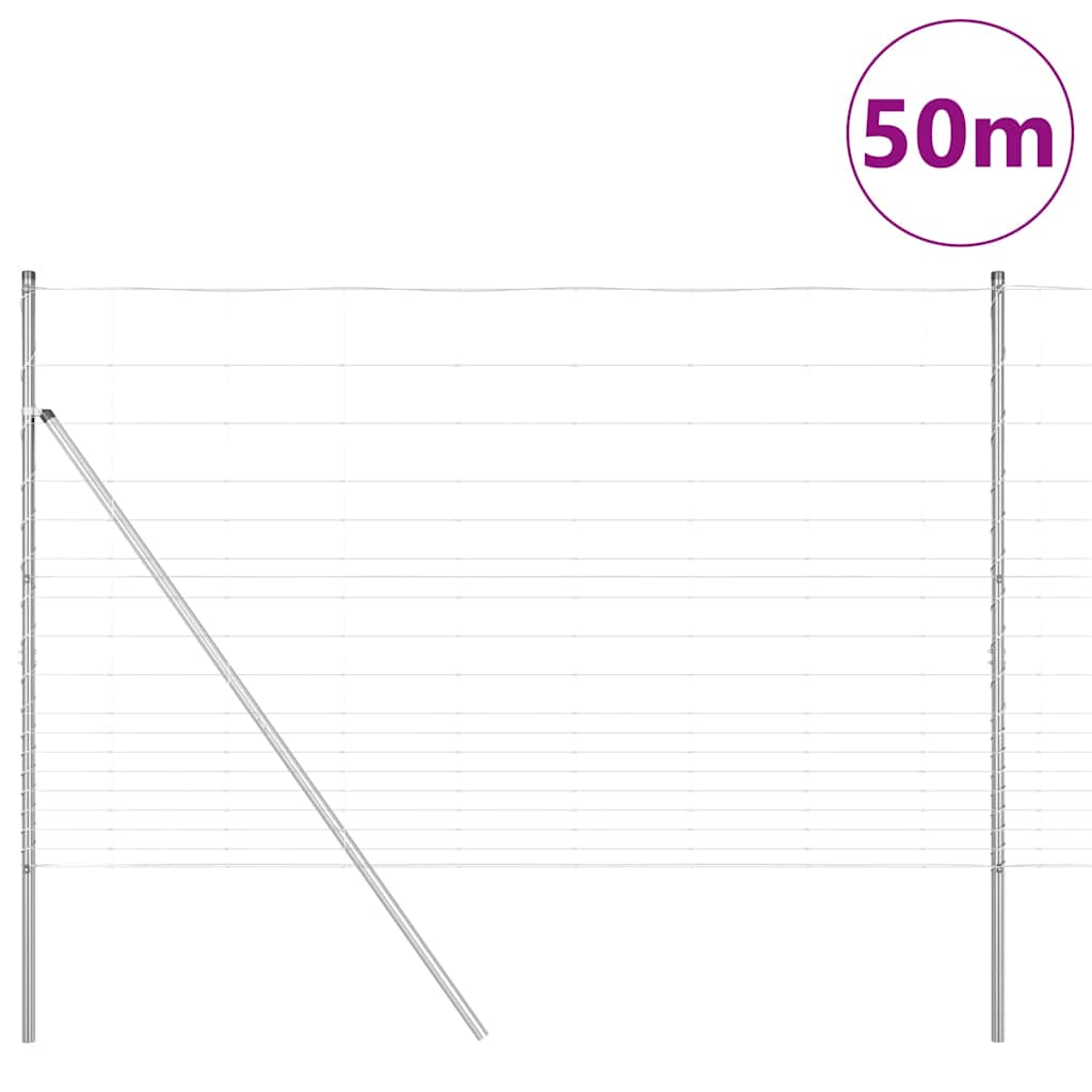 vidaXL Ground Fix Welded Wire Fence 50 x 1.5 m Galvanised Steel Silver 3
