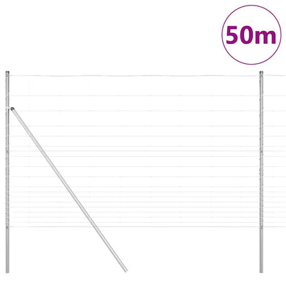 vidaXL Ground Fix Welded Wire Fence 50 x 1.5 m Galvanised Steel Silver 3