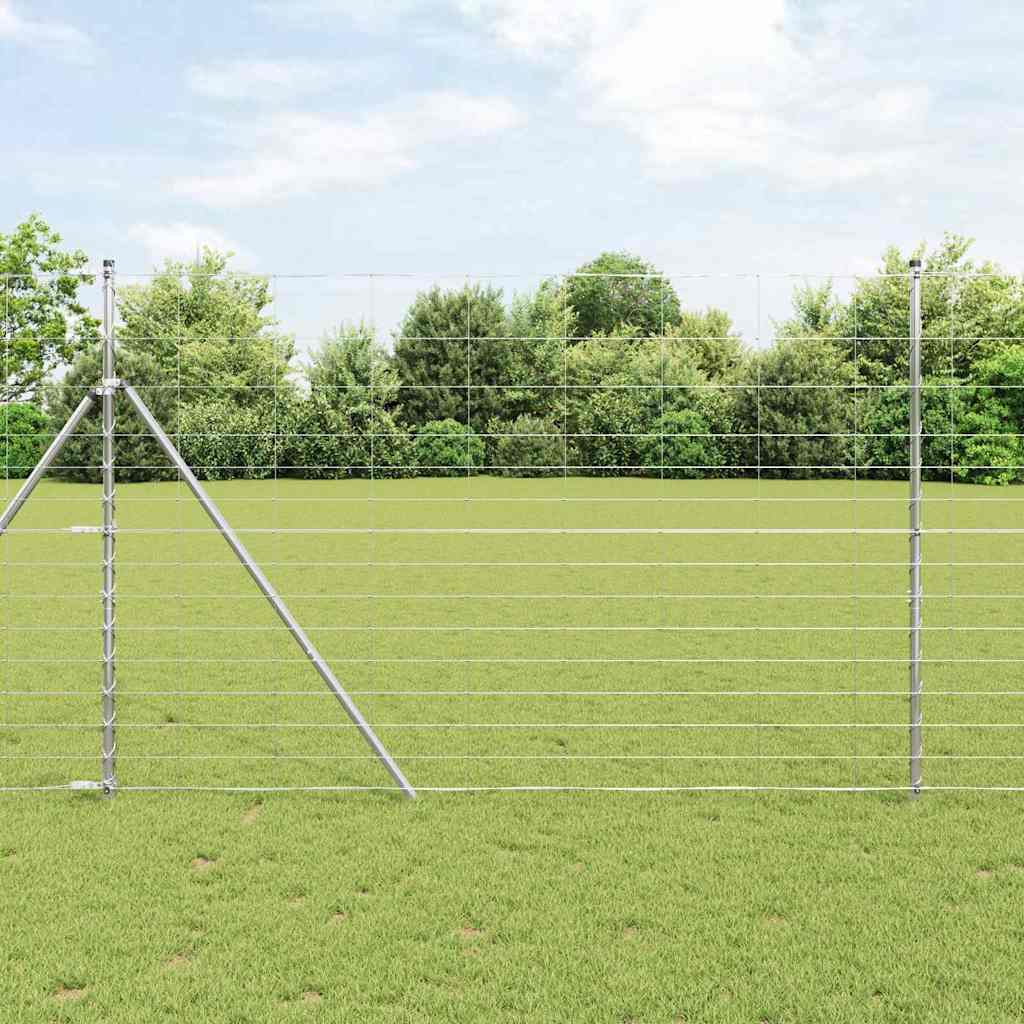 vidaXL Ground Fix Welded Wire Fence 50 x 1.6 m Galvanised Steel Silver 1