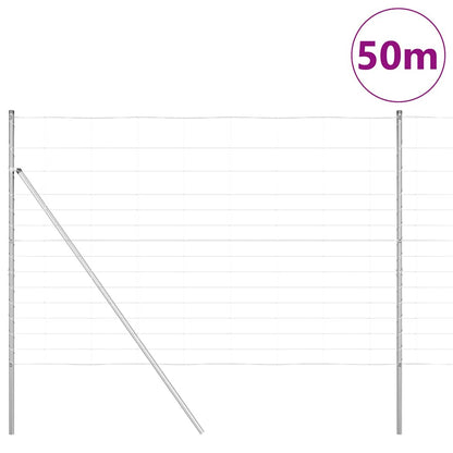 vidaXL Ground Fix Welded Wire Fence 50 x 1.6 m Galvanised Steel Silver 3