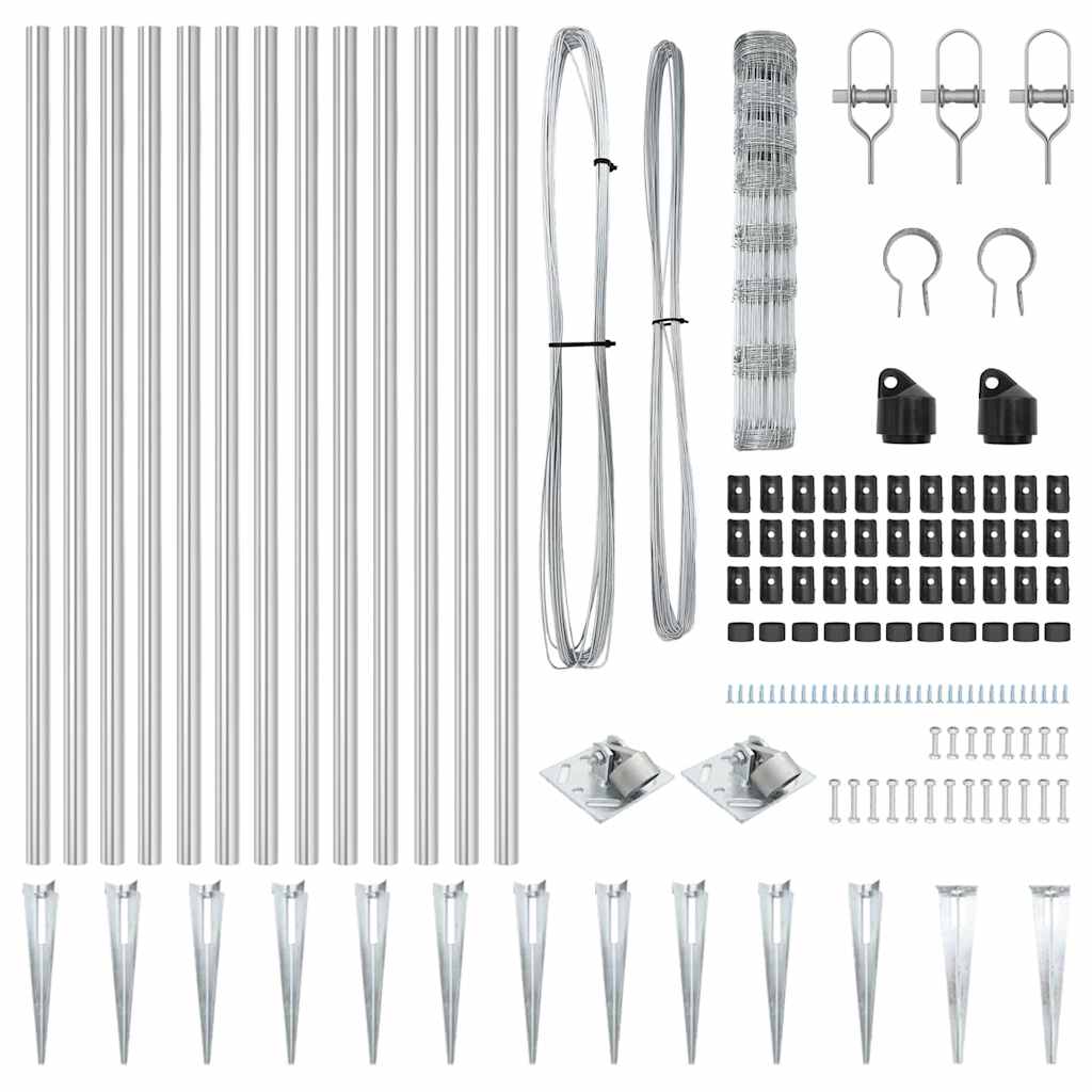vidaXL Welded Wire Fence with Spikes 50 x 1 m Galvanised Steel Silver 6