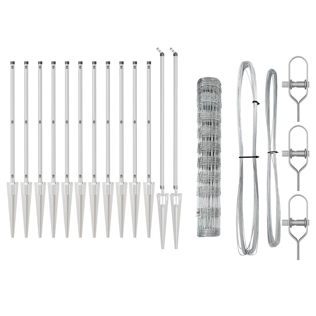 vidaXL Welded Wire Fence with Spikes 50 x 1 m Galvanised Steel Silver 5