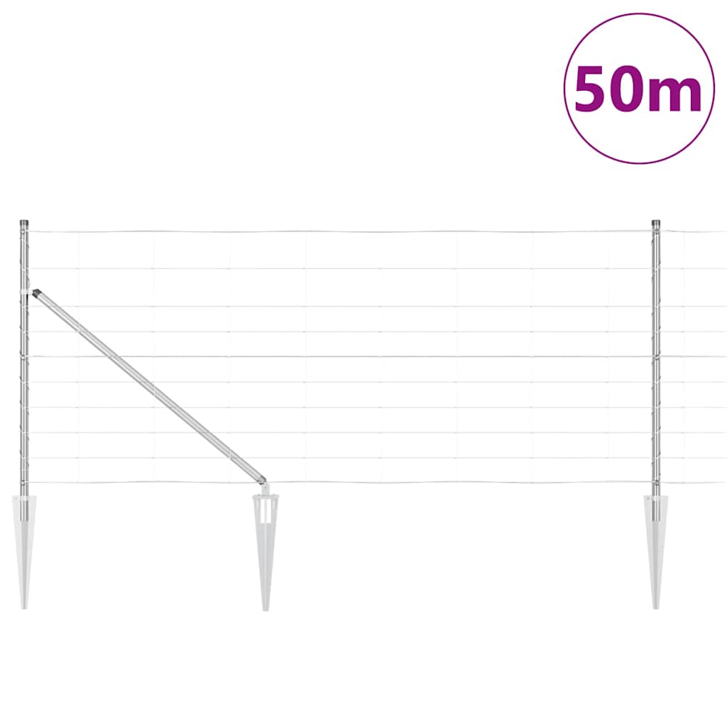 vidaXL Welded Wire Fence with Spikes 50 x 1 m Galvanised Steel Silver 3