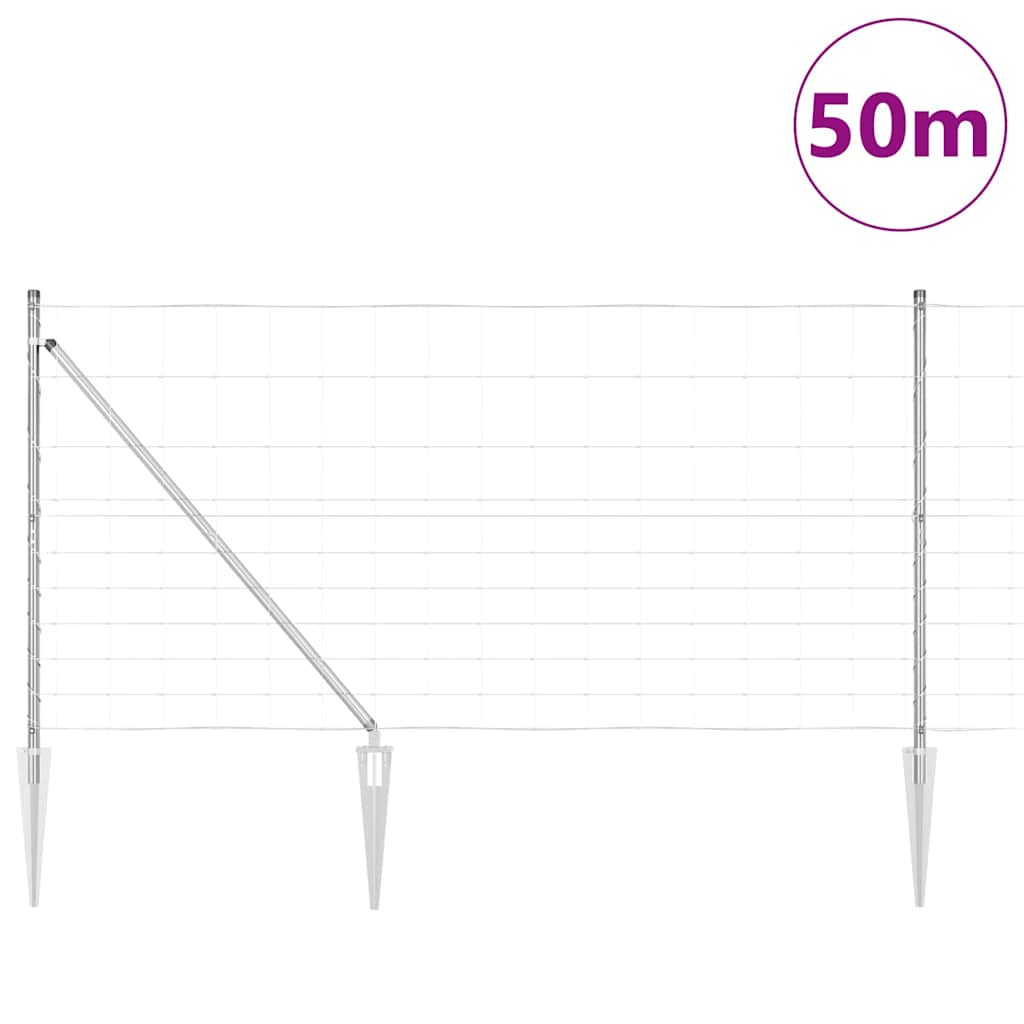 vidaXL Welded Wire Fence with Spikes 50 x 1.2 m Galvanised Steel Mesh 3