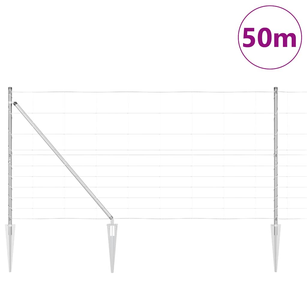 vidaXL Welded Wire Fence with Spikes 50 x 1.2 m Galvanised Steel Mesh 3