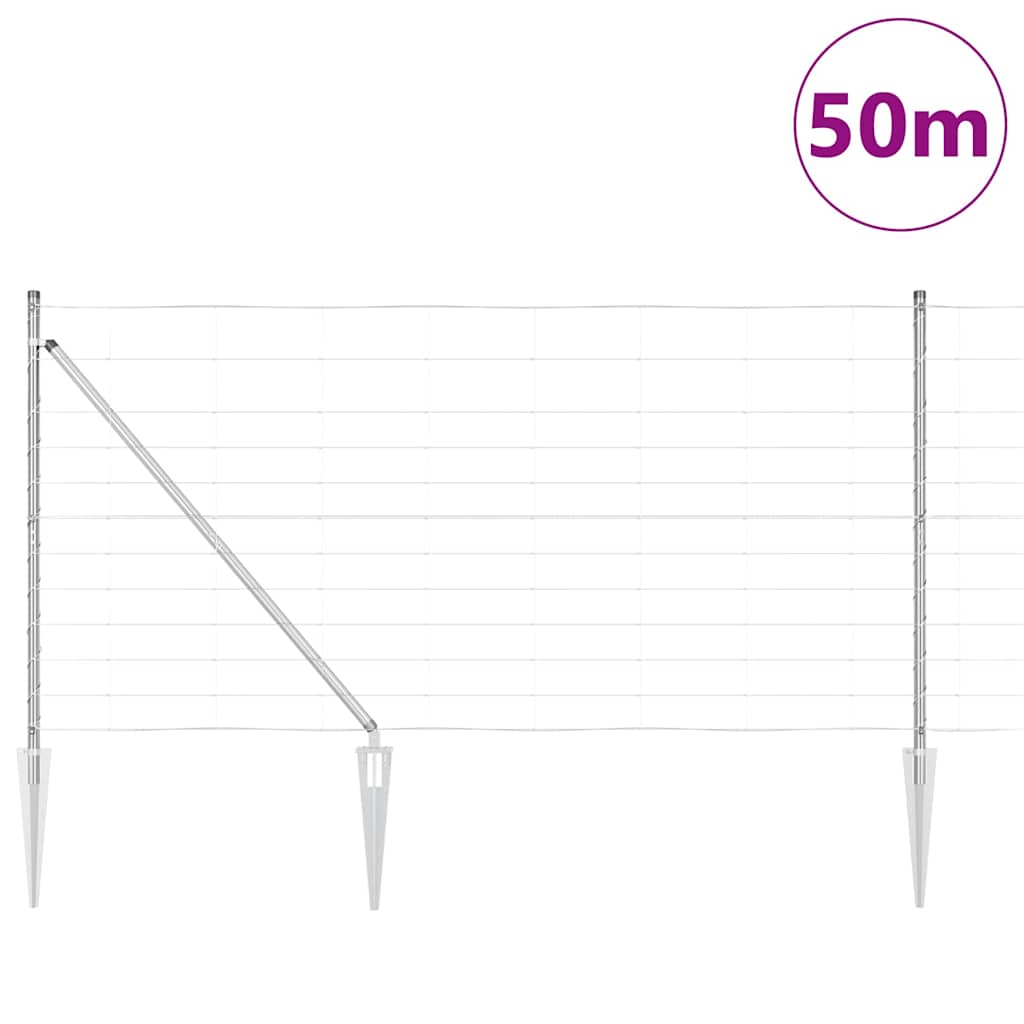 vidaXL Welded Wire Fence with Spikes 50 x 1.2 m Galvanised Steel Mesh 3