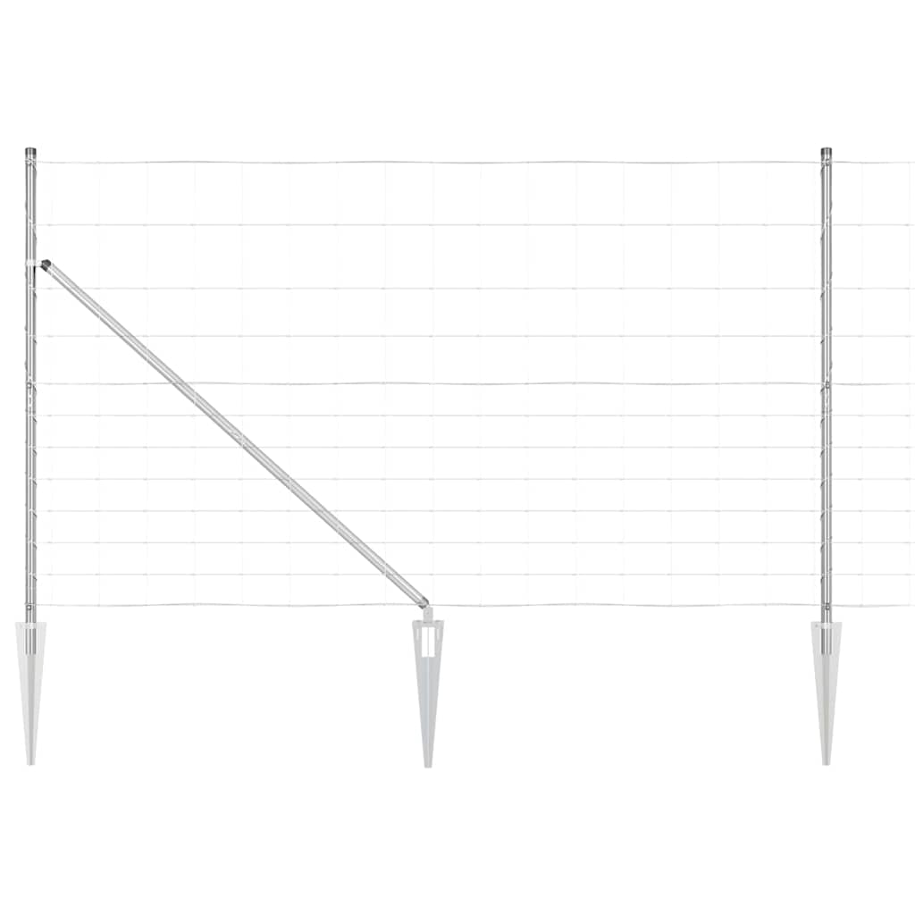 Welded Wire Fence with Spikes 50 x 1.4 m Galvanised Steel Spike anchor fix Length 50 m Height 1.4 m 15 cm (12 wires)