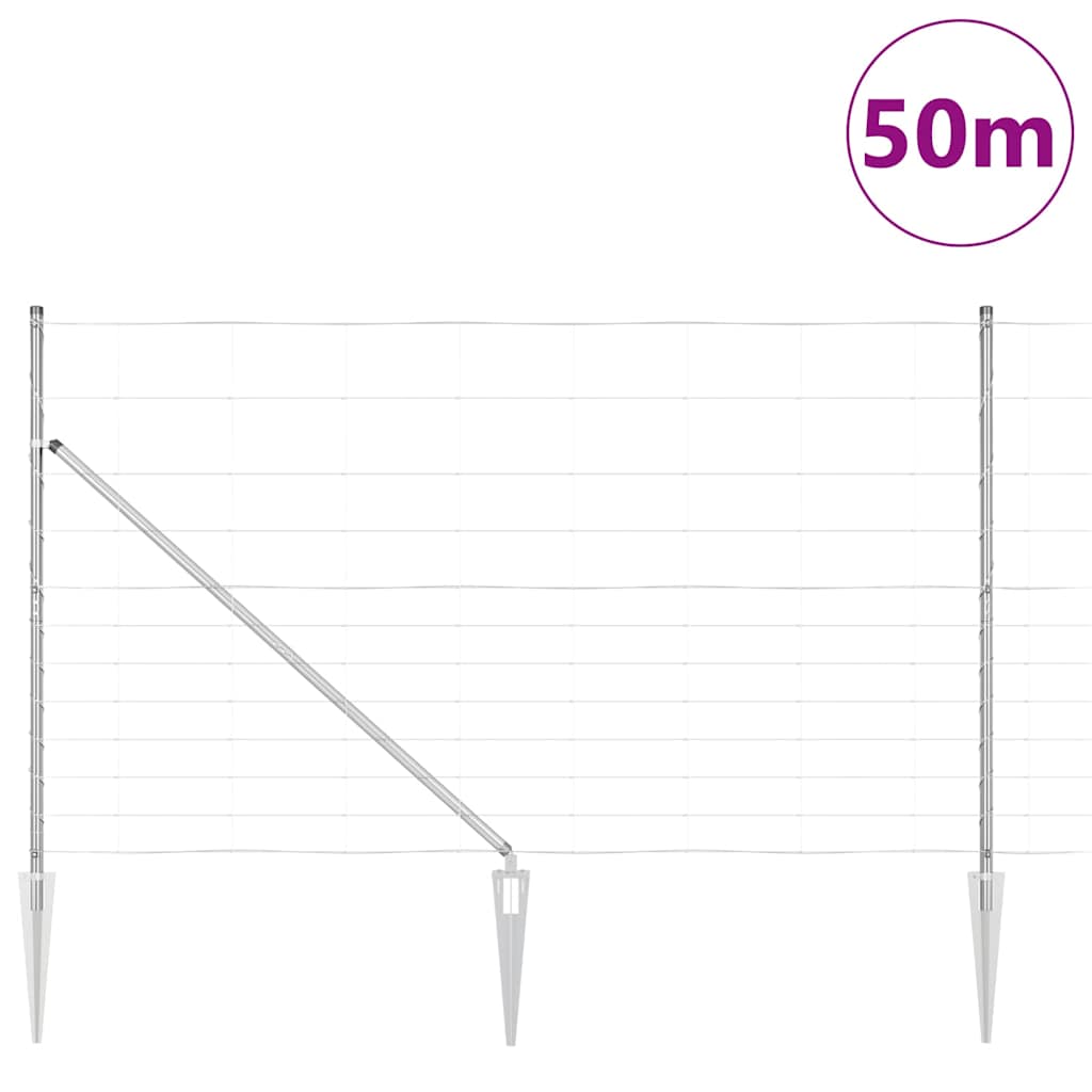 vidaXL Welded Wire Fence with Spikes 50 x 1.4 m Galvanised Steel Mesh 3