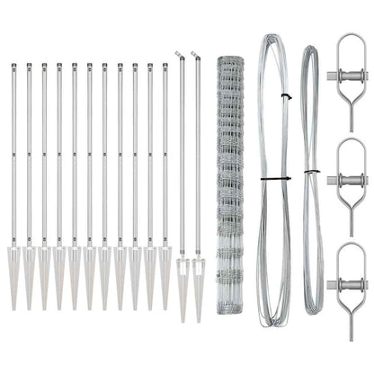 vidaXL Welded Wire Fence with Spikes 50 x 1.5 m Galvanised Steel Mesh 5