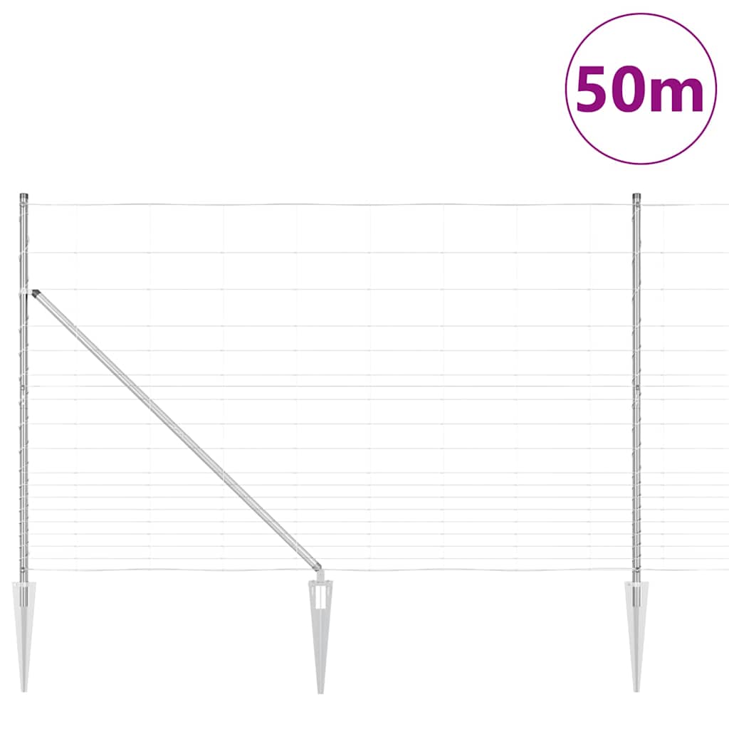 vidaXL Welded Wire Fence with Spikes 50 x 1.5 m Galvanised Steel Mesh 3