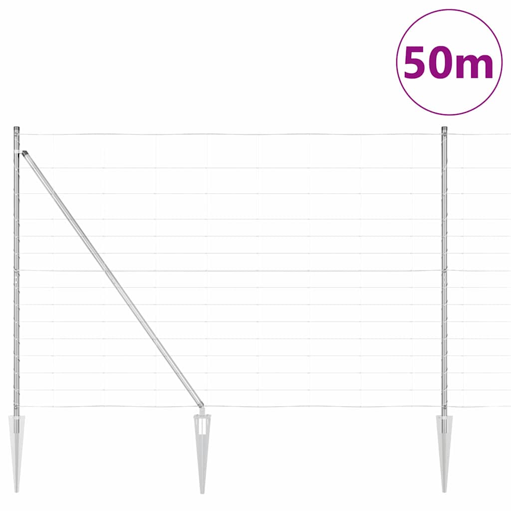 vidaXL Welded Wire Fence with Spikes 50 x 1.6 m Galvanised Steel Mesh 3