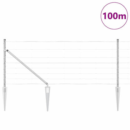 vidaXL Welded Wire Fence with Spikes 100 x 0.8 m Galvanised Steel Mesh 3