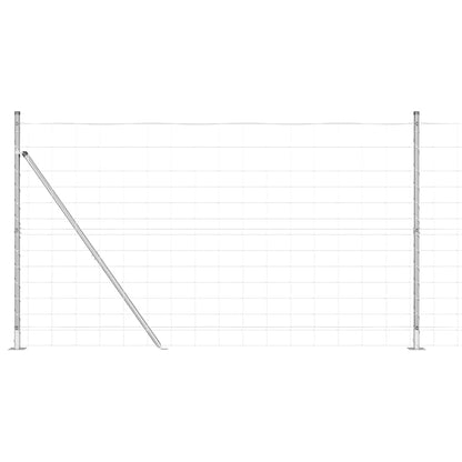 vidaXL Welded Wire Fence with Concrete Base 50 x 1.4 m Silver Mesh 2