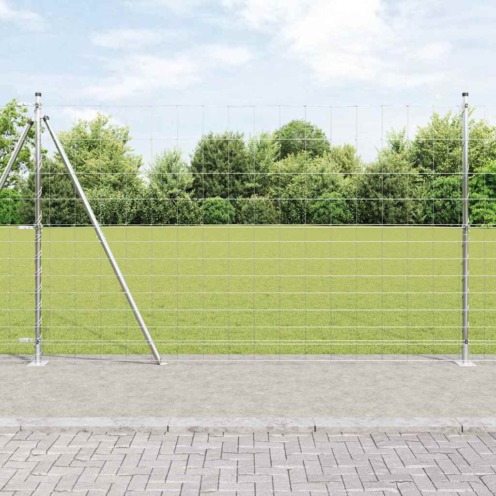 vidaXL Welded Wire Fence with Concrete Base 50 x 1.5 m Silver Mesh 1