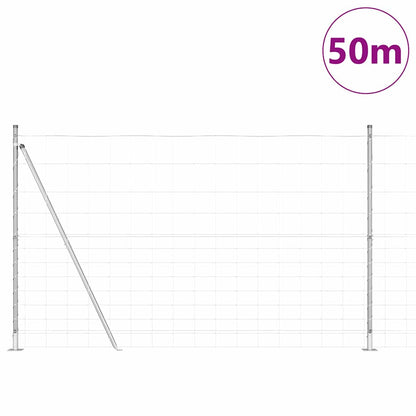 vidaXL Welded Wire Fence with Concrete Base 50 x 1.5 m Silver Mesh 3