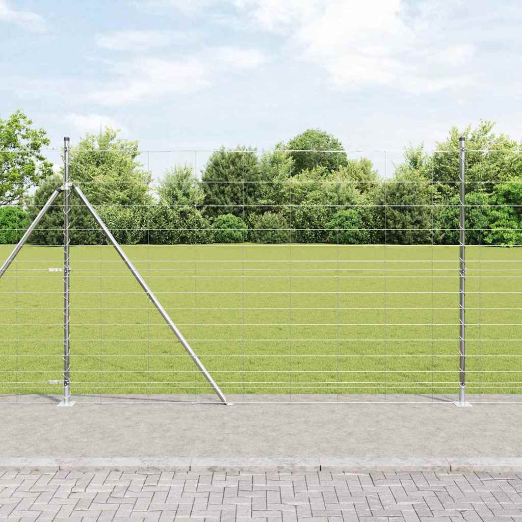 vidaXL Welded Wire Fence with Concrete Base 50 x 1.6 m Silver Mesh 1