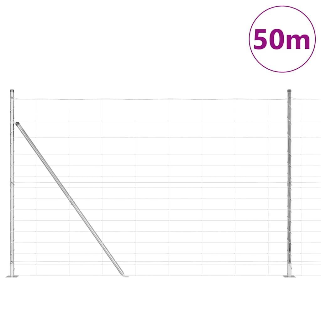 vidaXL Welded Wire Fence with Concrete Base 50 x 1.6 m Silver Mesh 3