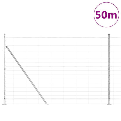 vidaXL Welded Wire Fence with Concrete Base 50 x 1.6 m Silver Mesh 3