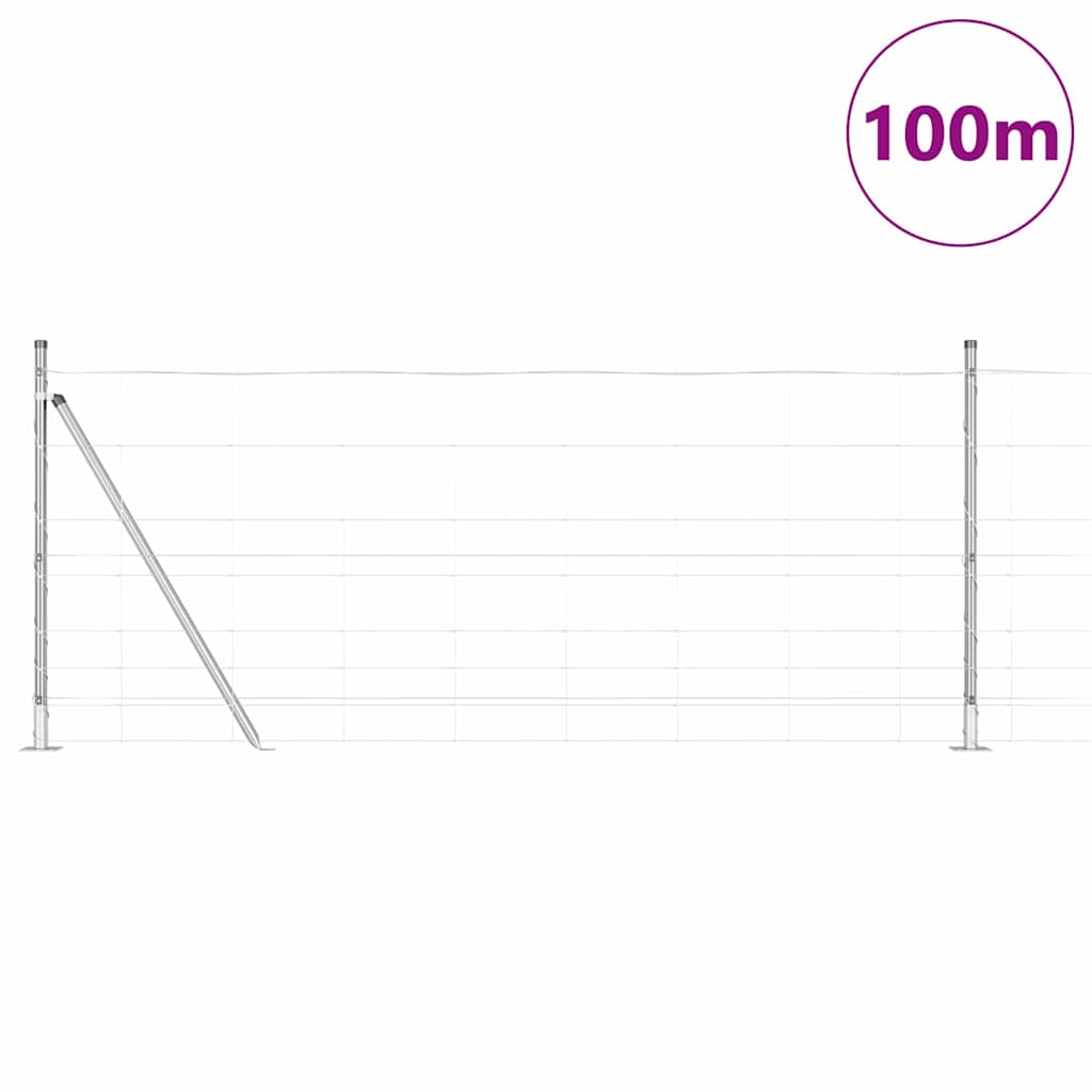 vidaXL Welded Wire Fence with Concrete Base 100 x 1 m Galvanised Steel 3