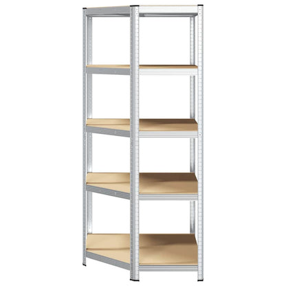 5-Layer Storage Shelf Steel&Engineered Wood Silver 50/90 x 50/90 x 198 cm