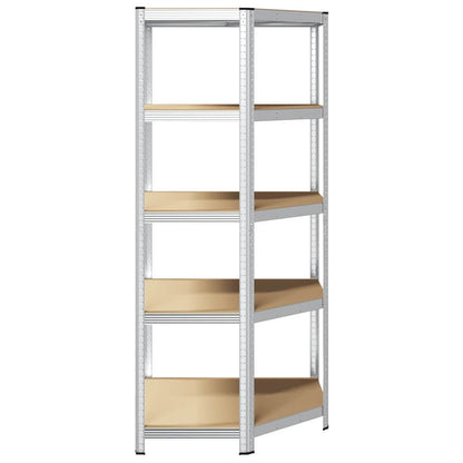 5-Layer Storage Shelf Steel&Engineered Wood Silver 50/90 x 50/90 x 198 cm