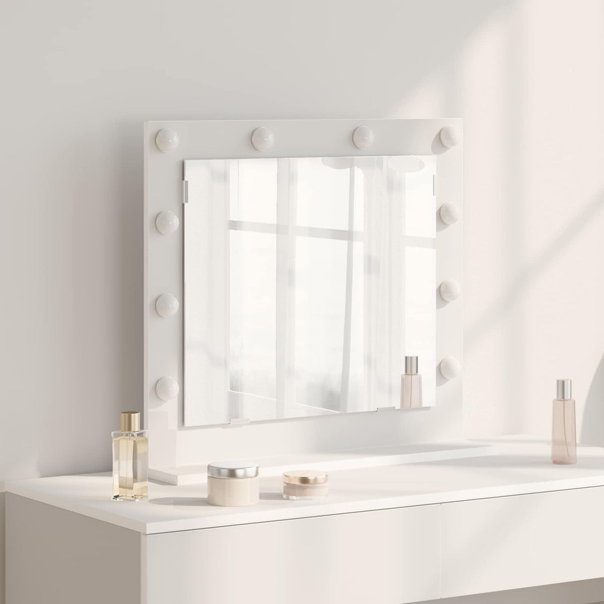 Vanity Mirror 60 x 55 x 18 cm Rectangular White