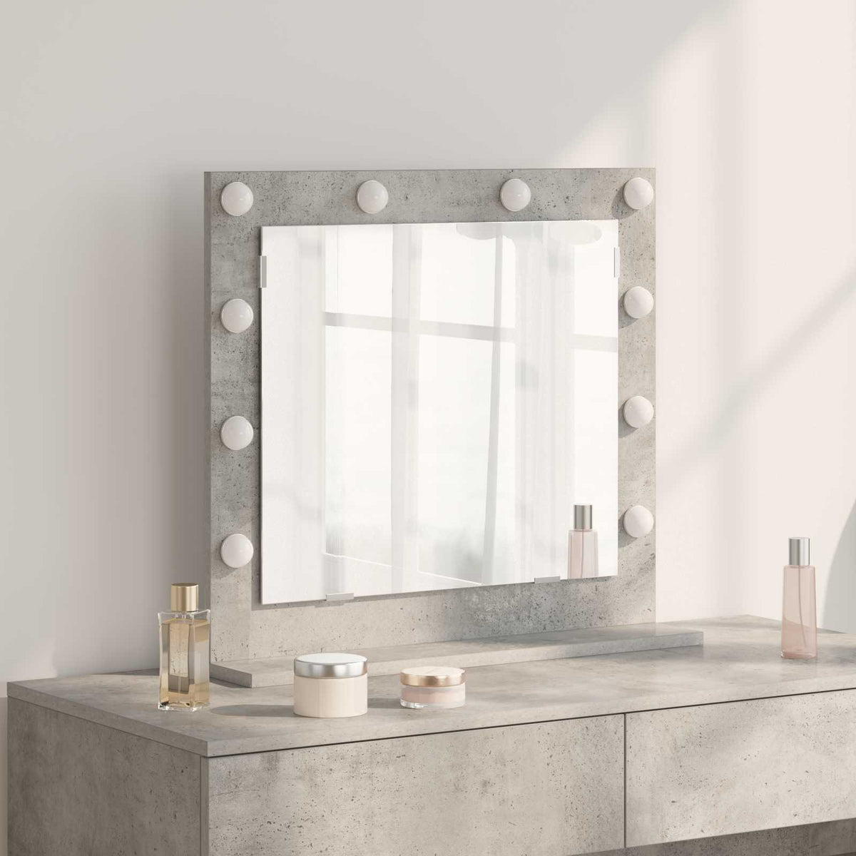 Vanity Mirror 60 x 55 x 18 cm Rectangular Concrete grey